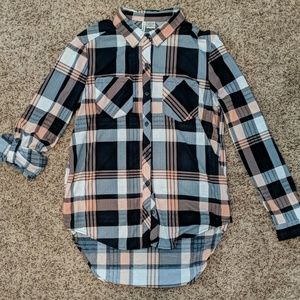 Button down LS shirt Large Navy Peach